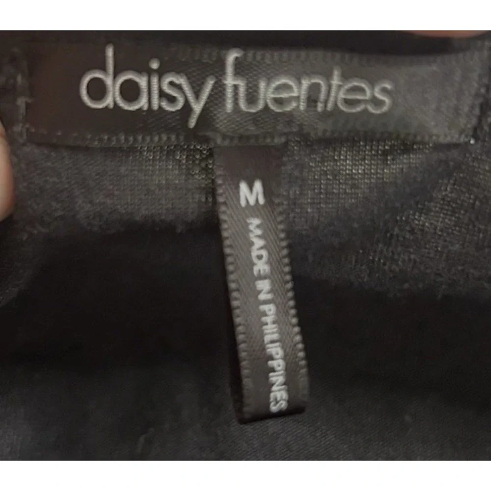 Daisy Fuentes Black Tie Front Short Sleeve Blouse Top Pullover Casual Women's M